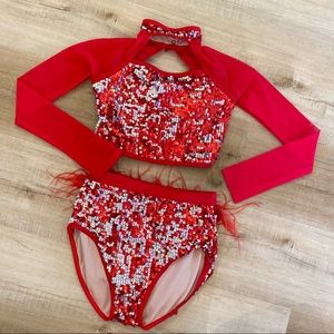Red sequin two piece dance recital costume